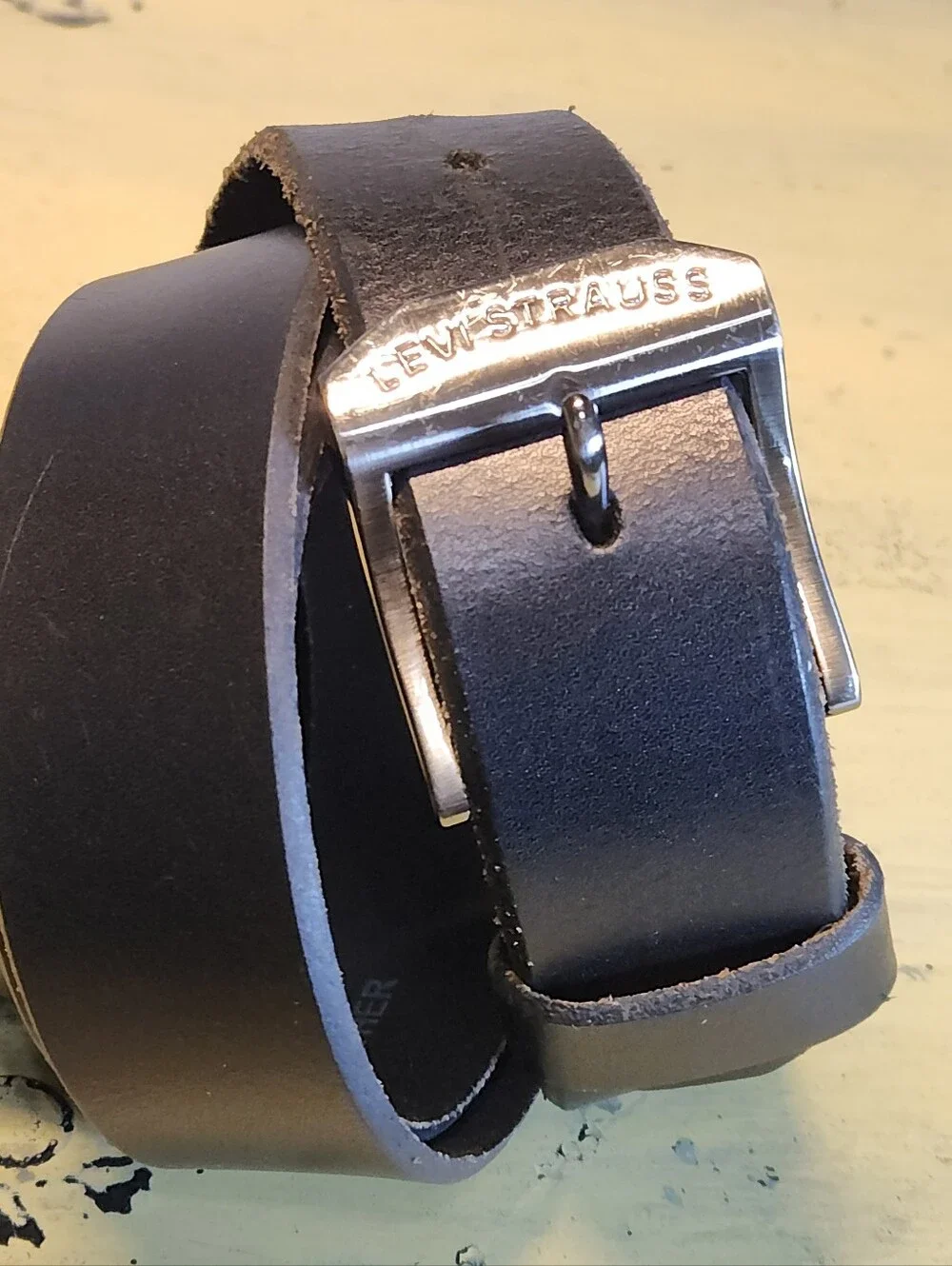 Levi's Men's Genuine Leather Belt Black Size 46 Levi Strauss Buckle